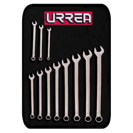 Urrea Full polished 12-pt extra long combination wrench set 11 pc 1200AL